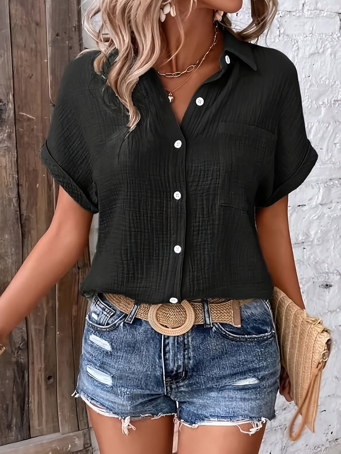Kaia™ | Comfortable Textured Short Sleeve Top