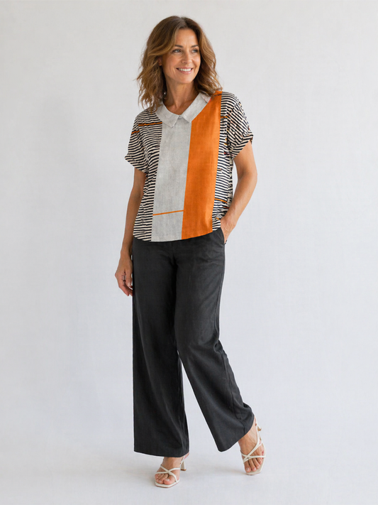 Lena | Color Block Striped Shirt