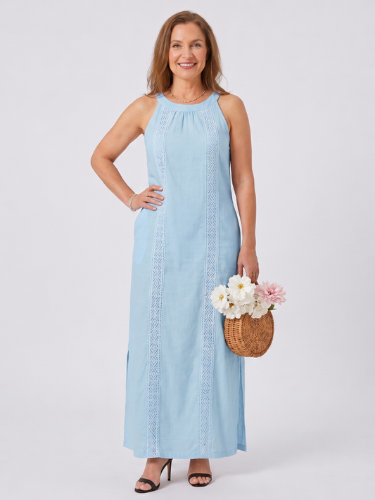 Celine | Sleeveless Lace Detail Midi Dress