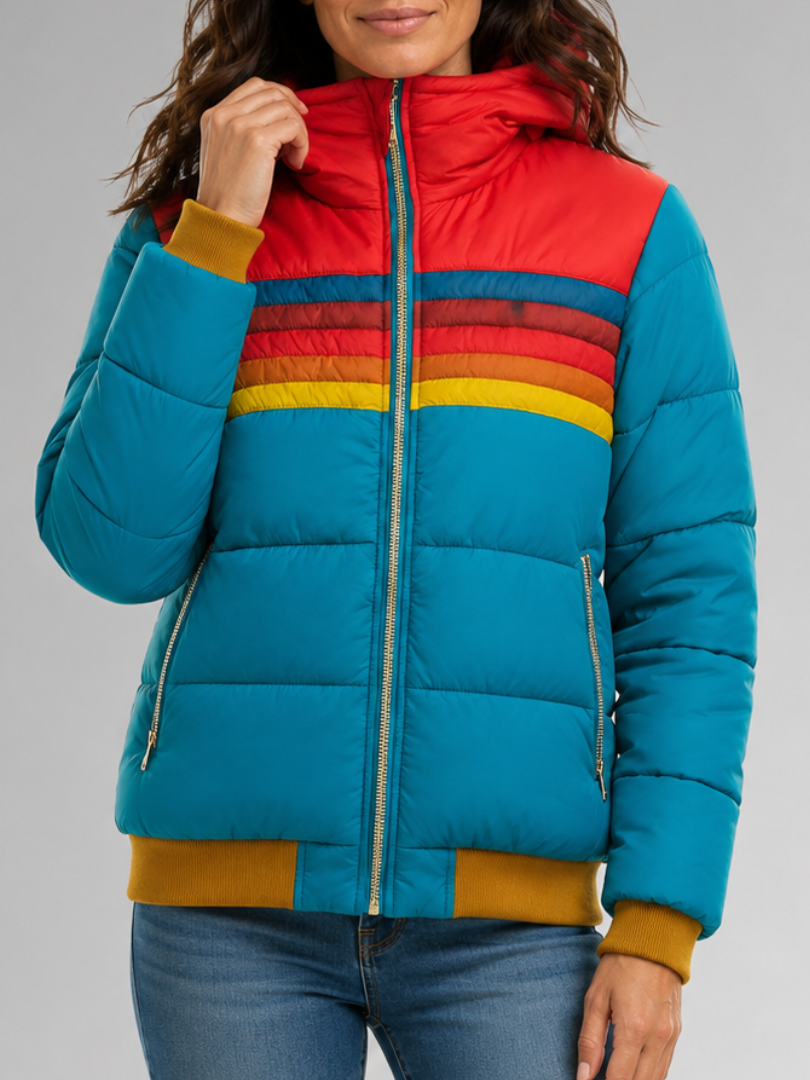 Serivia™ | Retro Padded Zip Front Jacket