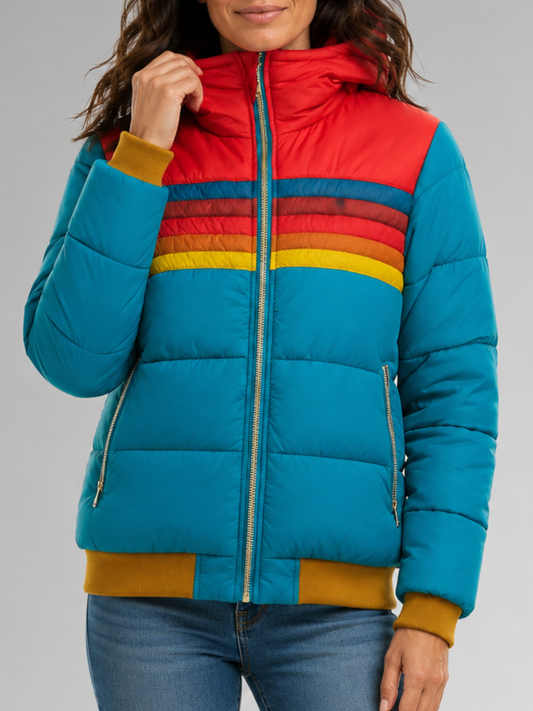 Serivia™ | Retro Padded Zip Front Jacket