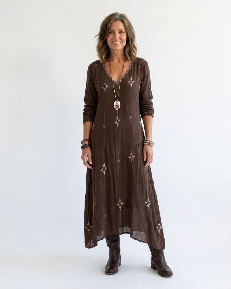 Paula™ | Long Sleeve Vintage Casual Dress