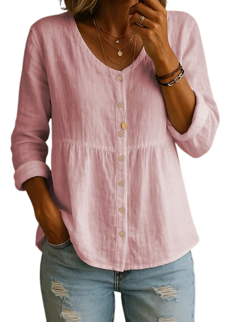 Gillie™ | Relaxed V-neck Buttoned Women's Shirt