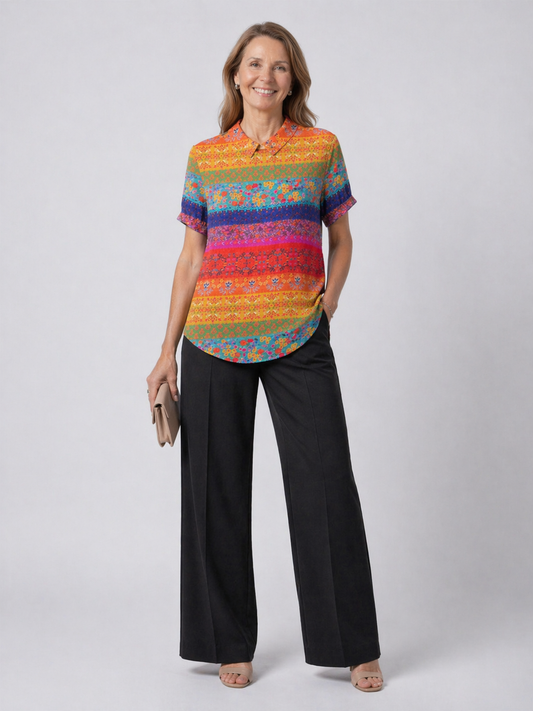 Maya | Floral Striped Shirt