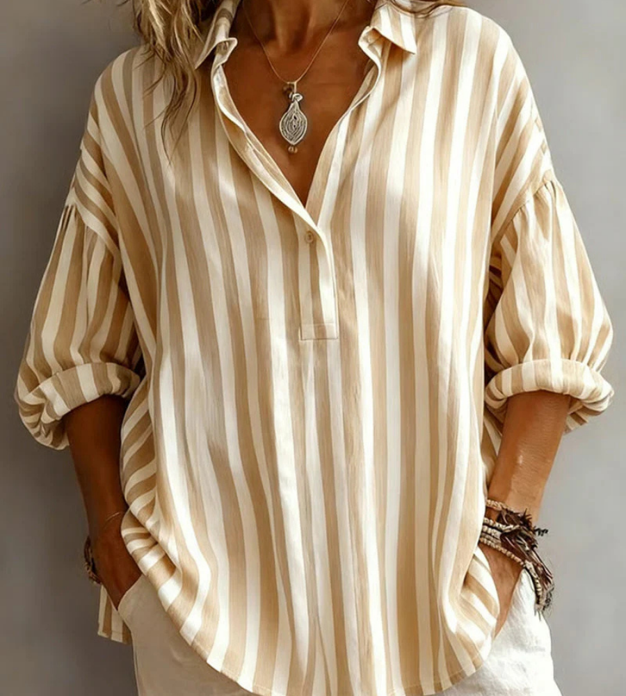 Nora | Loose Striped Blouse with Collar