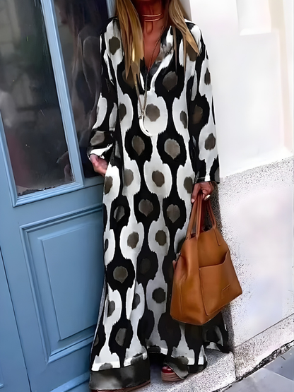 Mosaic Rhythm V-Neck Maxi