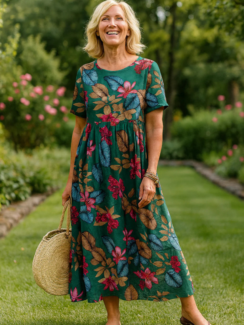 Brittny™ | Casual Short Sleeve Floral Maxi Dress