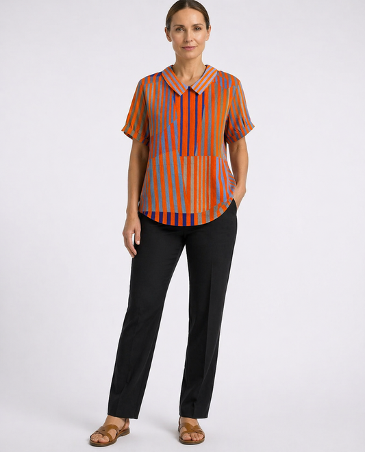 Nina | Geometric Striped Shirt