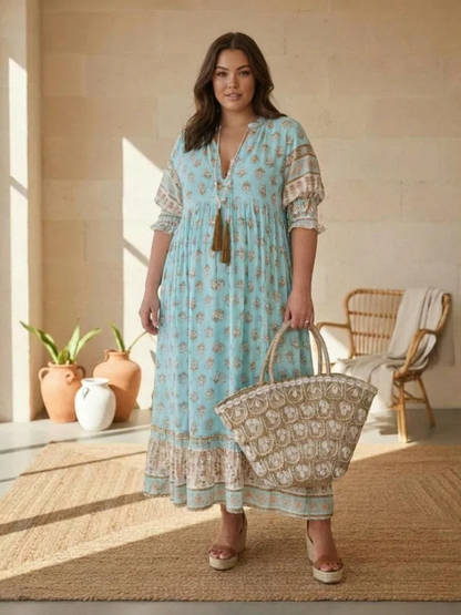 Cheryl™ | Elegant Printed Plus Size Maxi Dress