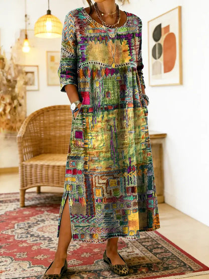 Alina | Dress with Ethnic Patchwork