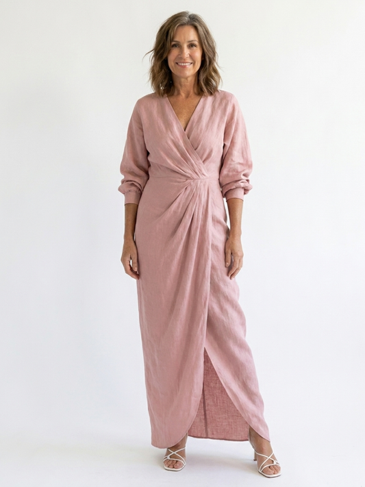 Dessie™ | Elegant V Neck Wrap Maxi Dress