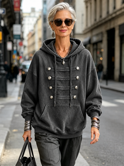 Claire | Military-chic Oversized Olive Green Hoodie