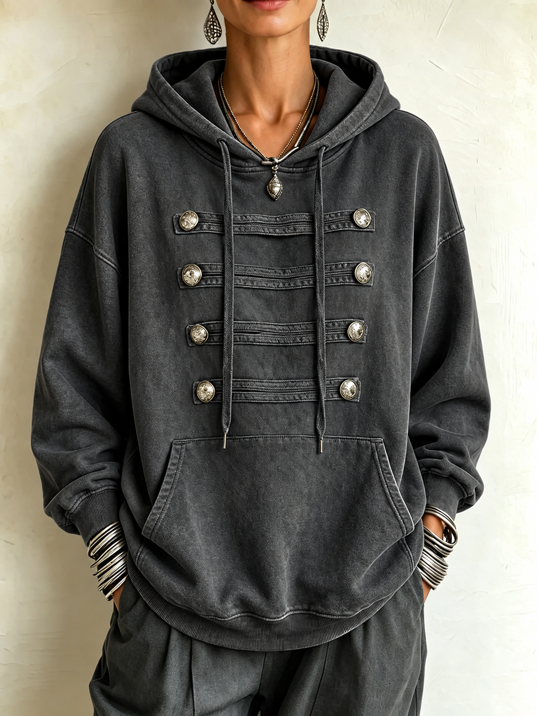 Claire | Military-chic Oversized Olive Green Hoodie
