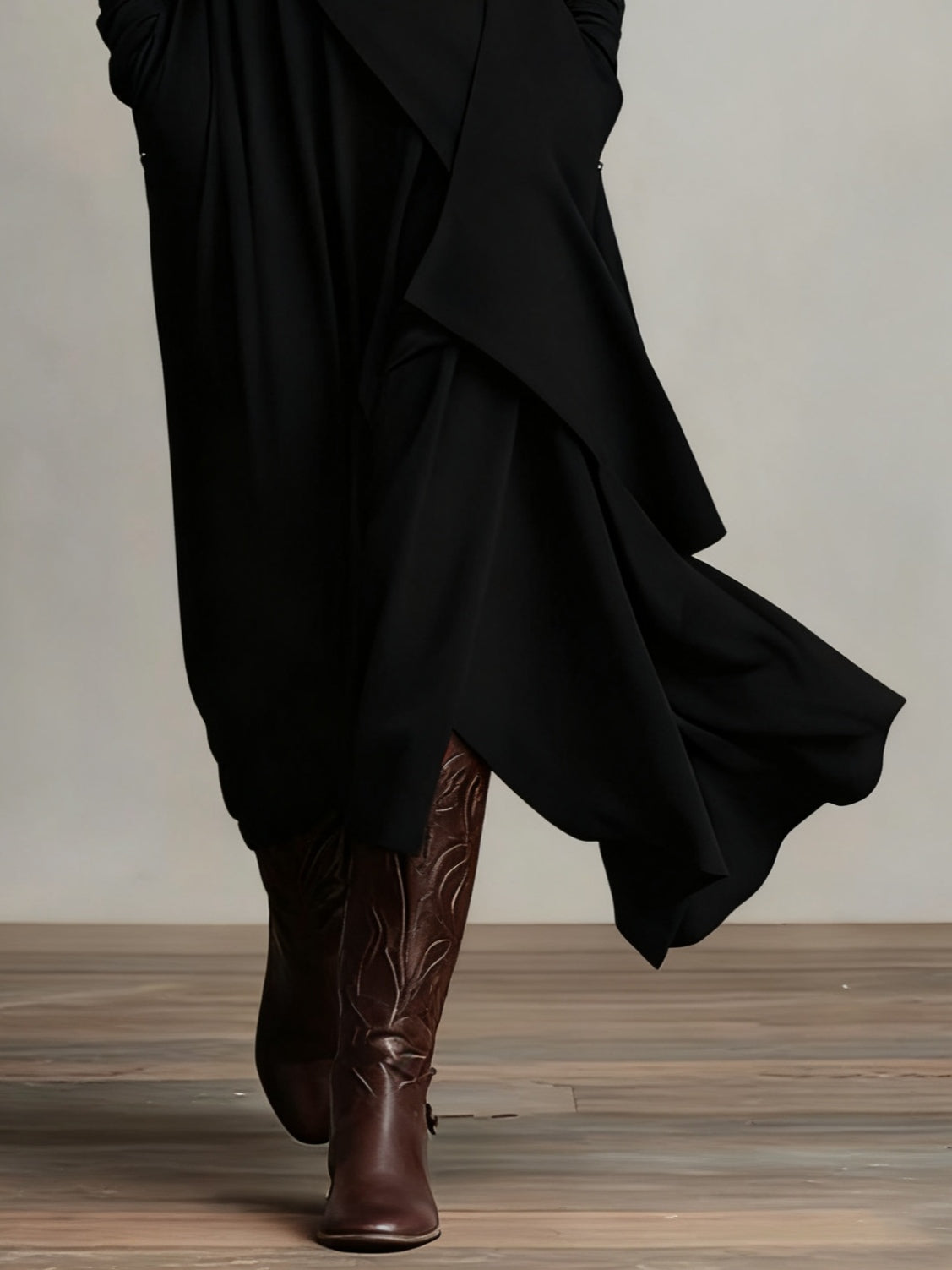 Giorgia - Asymmetrical Maxi Pleated Dress in Purple with High Neck (Necklace not included)