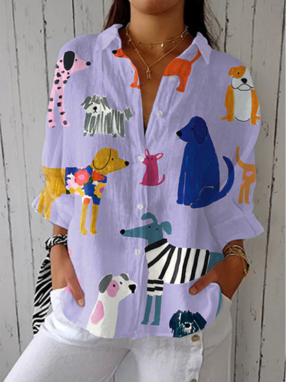 Lorissa™ | Playful Dogs Blouse