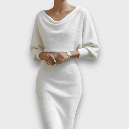 Lunaria – Draped Batwing Midi Dress