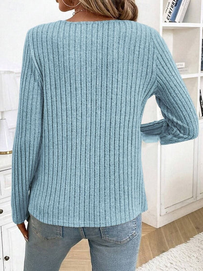 Veloura™ | Casual Long Sleeve V-Neck Top