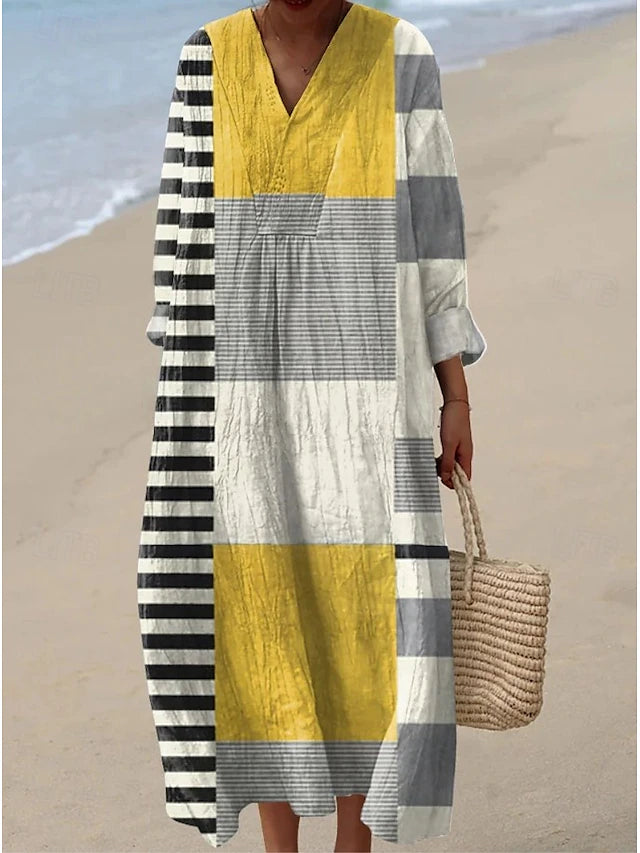 Victoria™ | Women's V-neck Long Sleeves Midi Dress