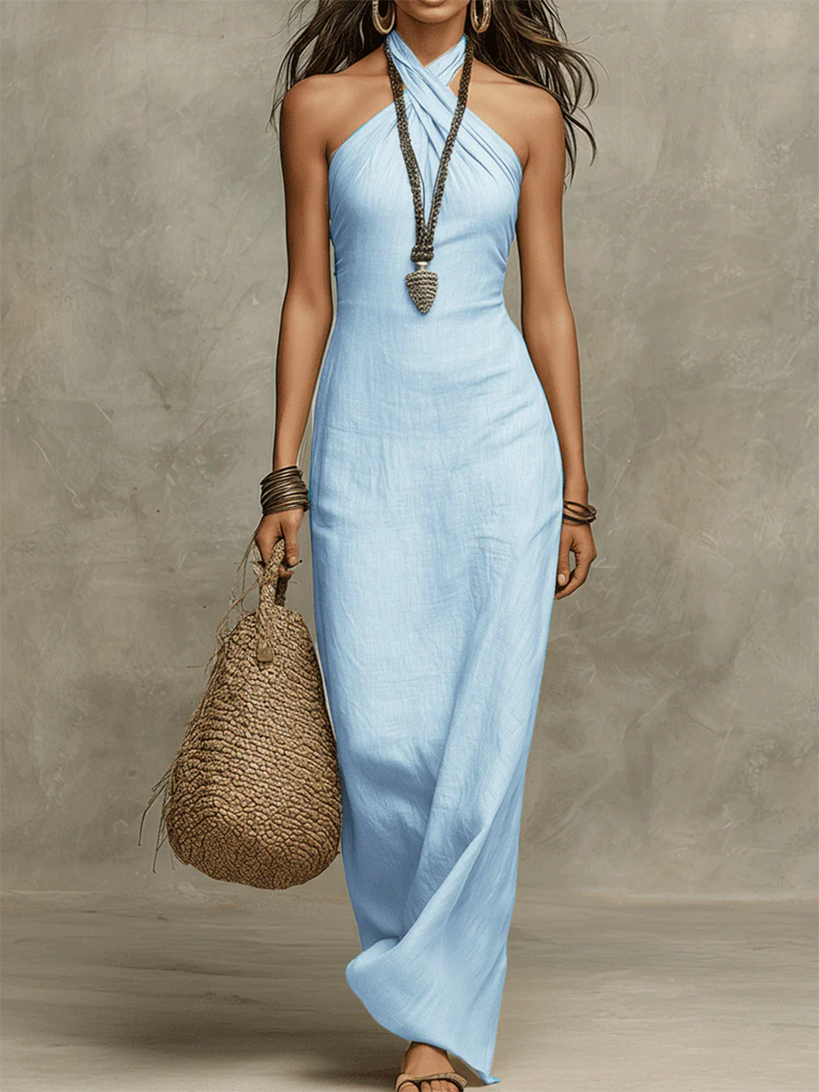 Zosia™ | Linen Halter Maxi Dress