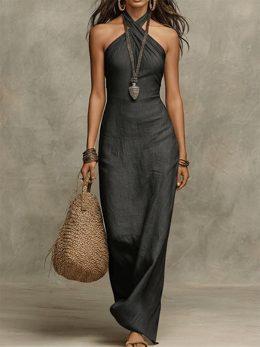 Zosia™ | Linen Halter Maxi Dress