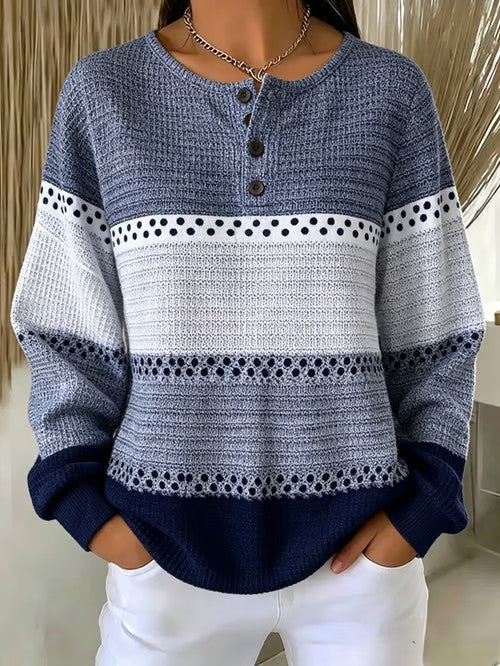 Elowen™ Vintage Color Block Knit Sweater