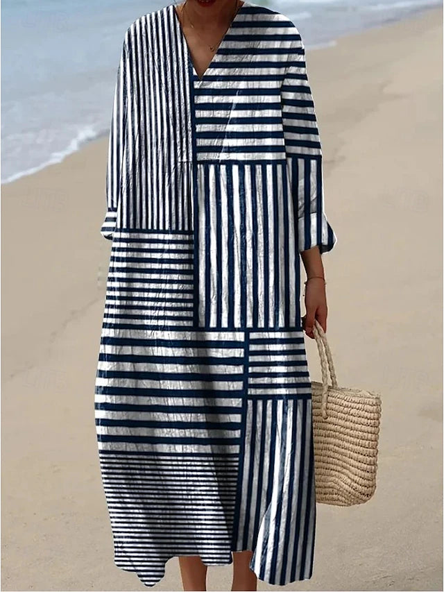 Victoria™ | Women's V-neck Long Sleeves Midi Dress