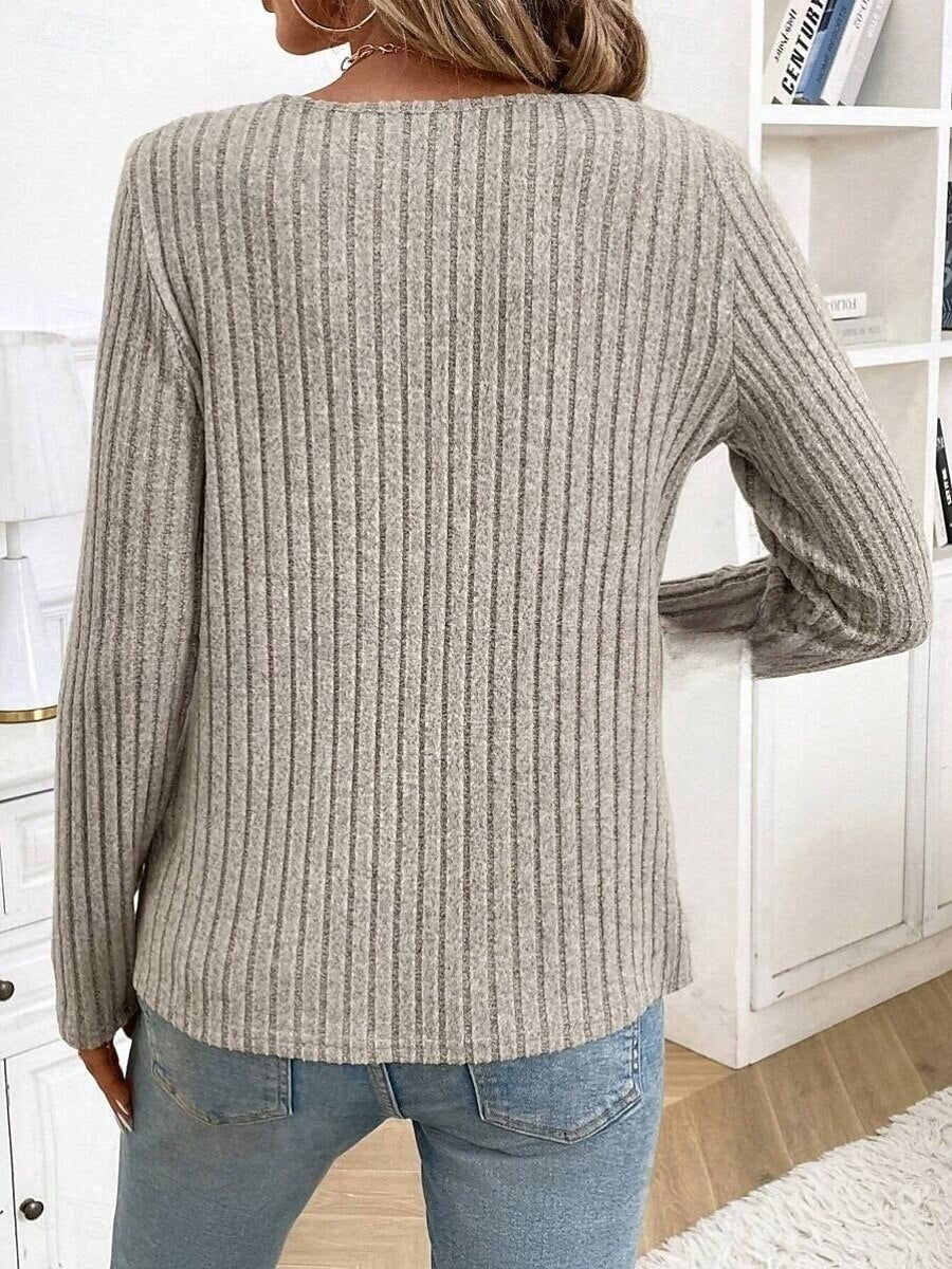 Veloura™ | Casual Long Sleeve V-Neck Top