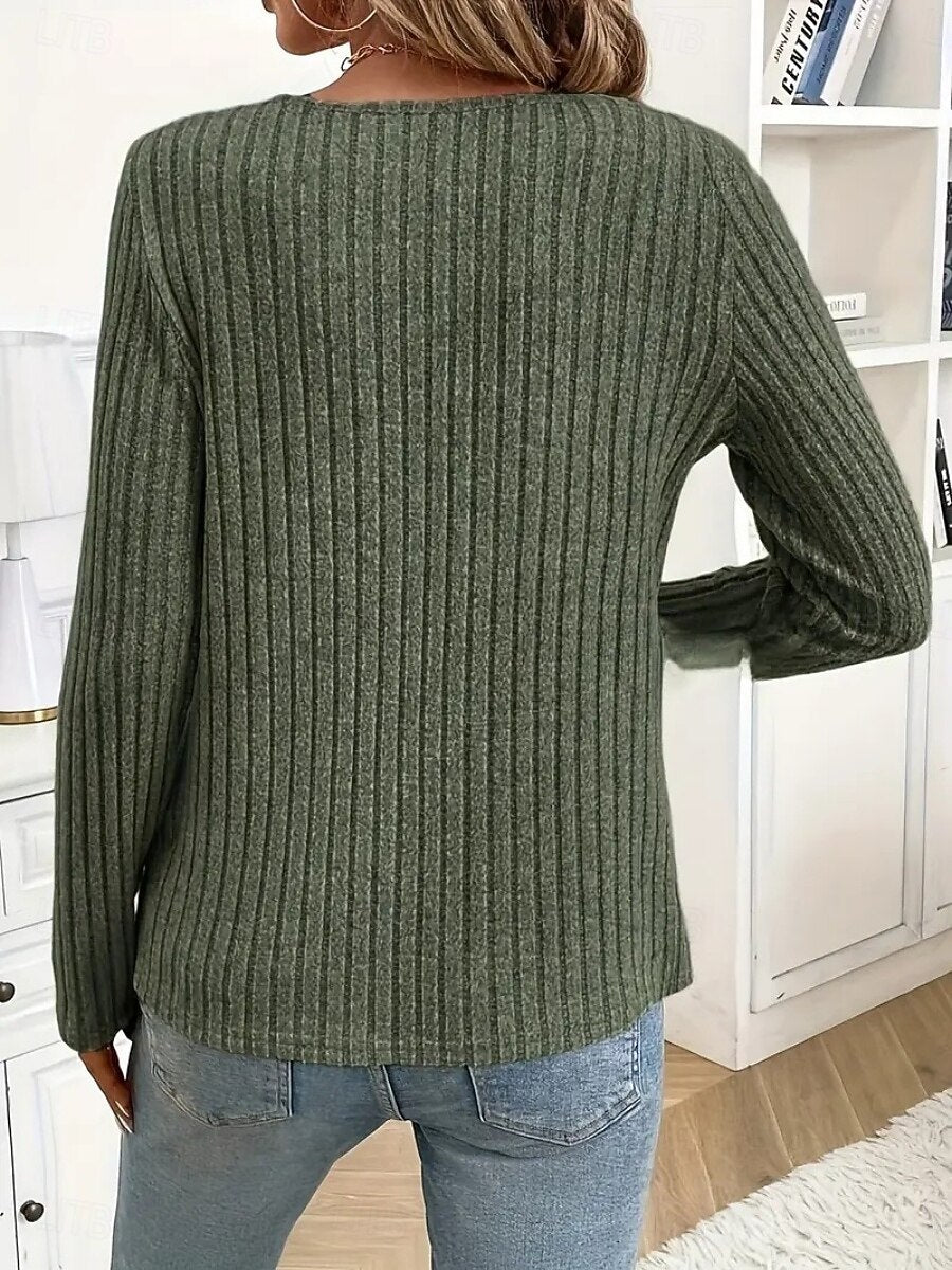 Veloura™ | Casual Long Sleeve V-Neck Top