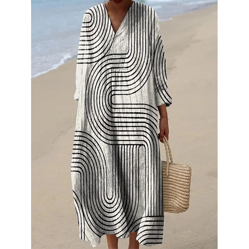 Victoria™ | Women's V-neck Long Sleeves Midi Dress
